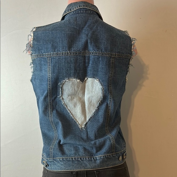 Stubborn Jeans Women’ Ripped Top Shirt Jacket Sleeveless Patch Work - Picture 10 of 12